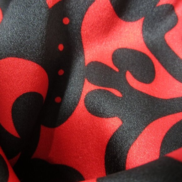 INC International Concepts Women 12P 12 P Red Black Floral Silk SS Shirt Ties - Picture 5 of 10